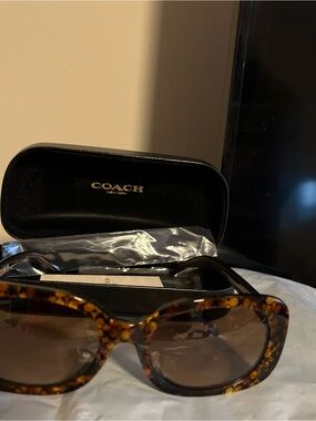 Coach Tortoise Frame Sunglasses with Brown Gradient Lenses